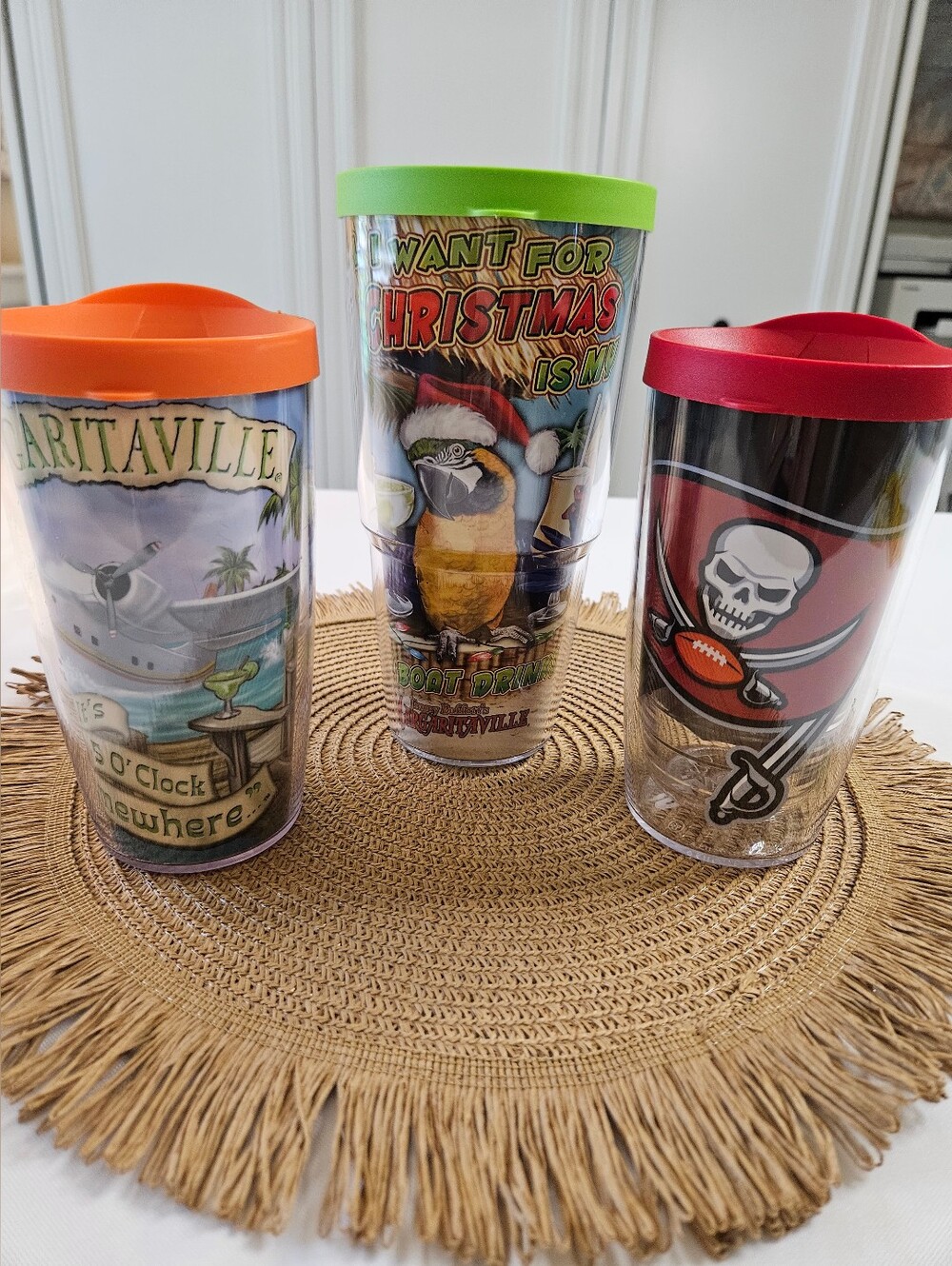 Tervis Travel Tumblers – Set of 3 – Christmas, Parrot & Football Designs